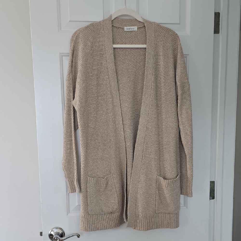 Neuflora: Beige Open-Front Cardigan